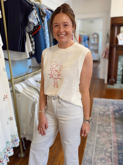 Lobster Embroidered Sleeveless Sweater