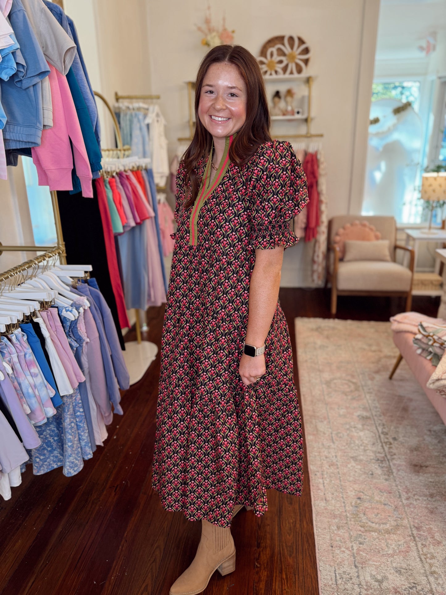 Christa Floral Maxi Dress - Black