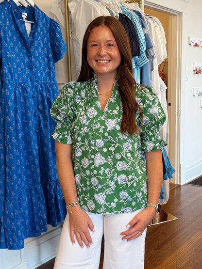 Kenna Green & White Top