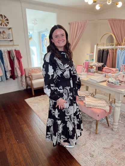 Krista Black & White Floral Dress