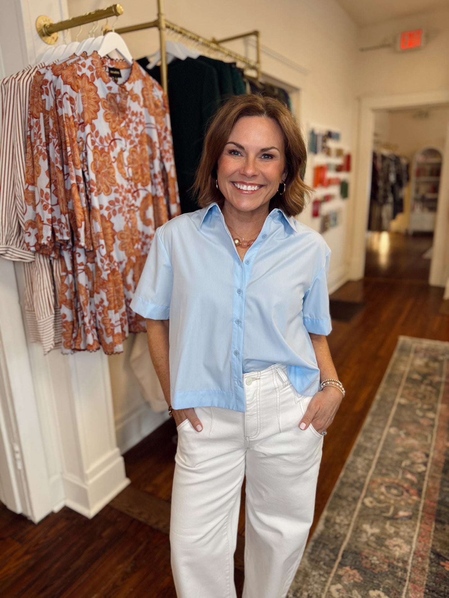 Kendall Pleated Top - Baby Blue