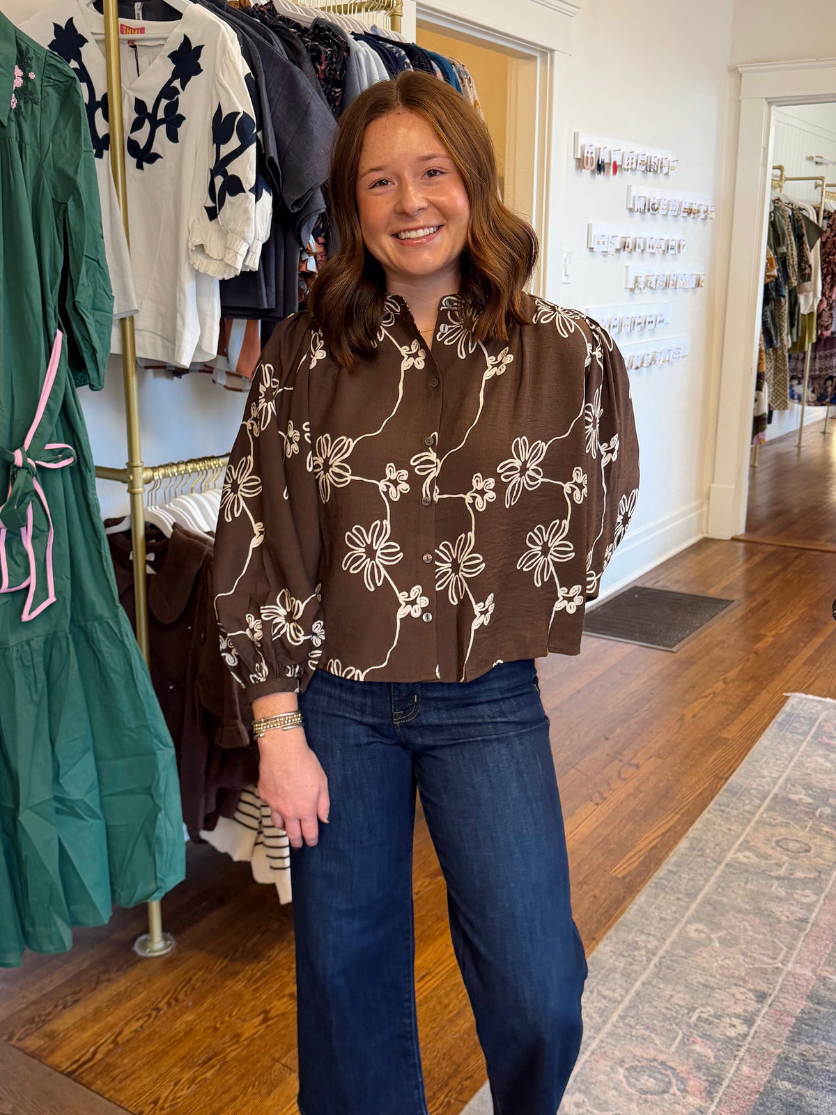 Annie Floral Top - Brown