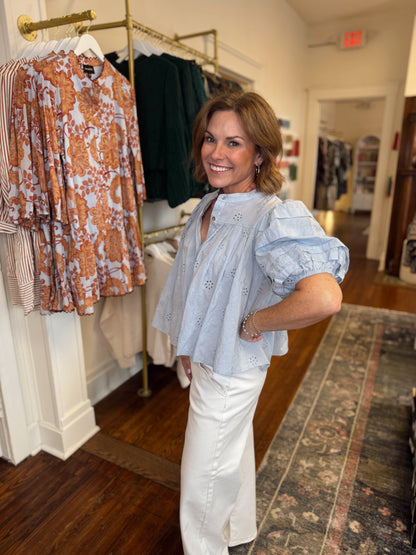 Tilly Bubble Shirt - Sky Blue