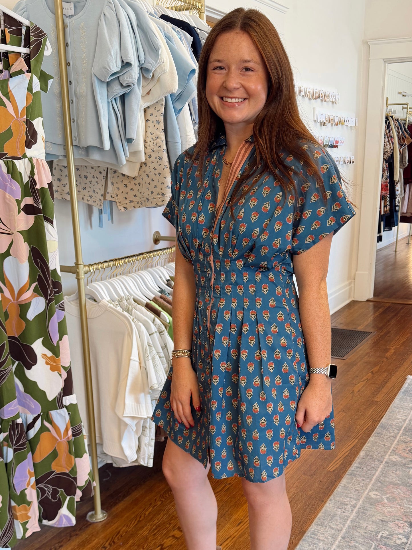 Leighann Pintuck Floral Dress