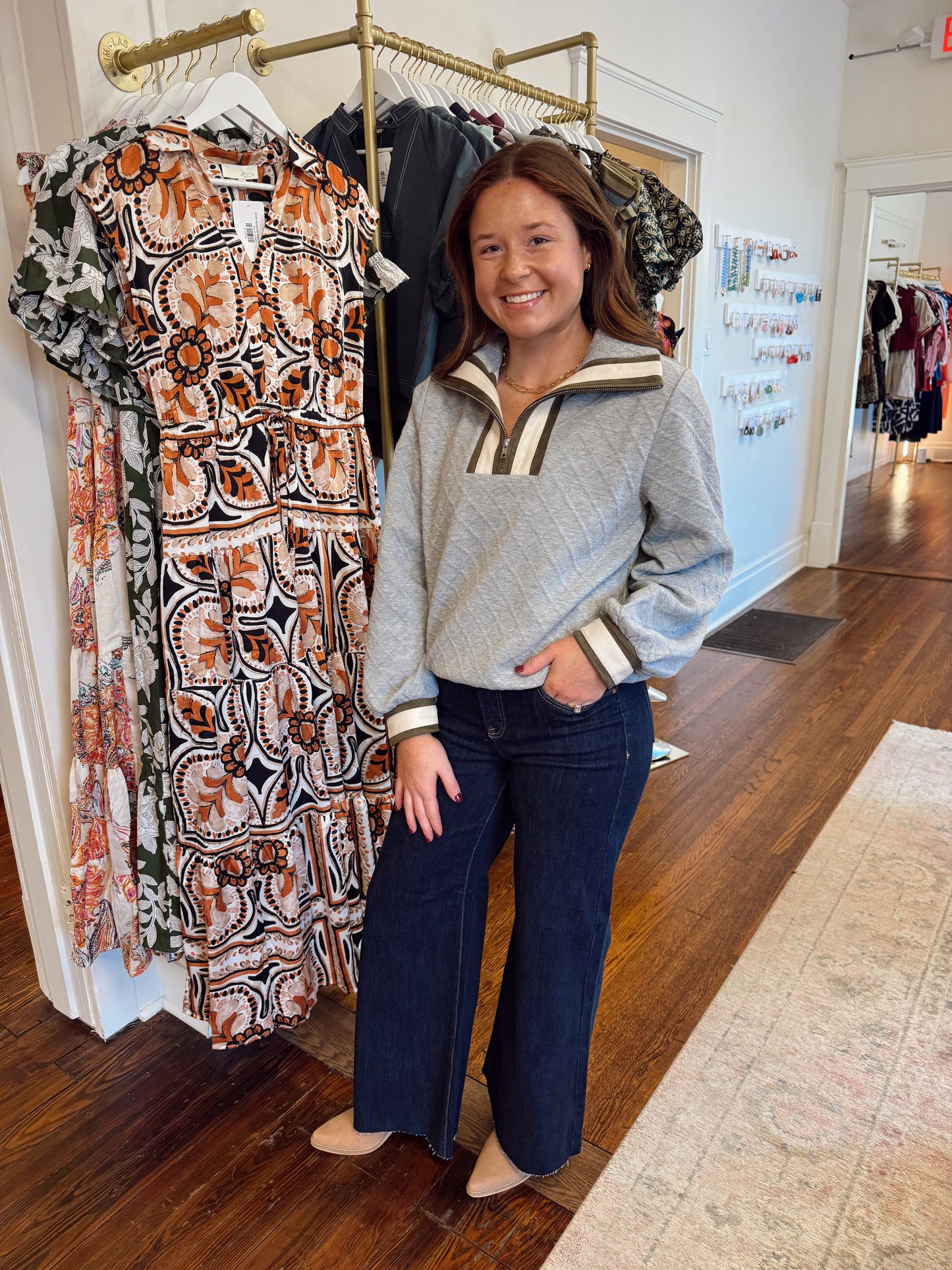 Heather Contrast Trim Sweater