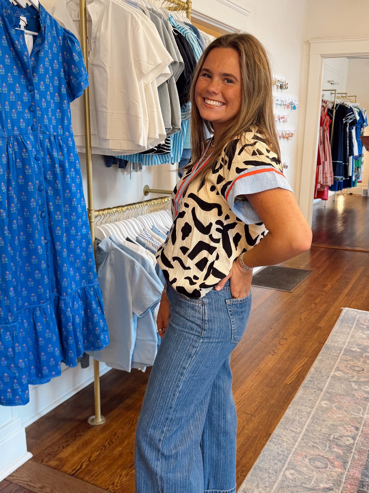 Blakely Black & Blue Top