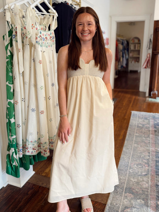 Sandy Stitch Linen Dress