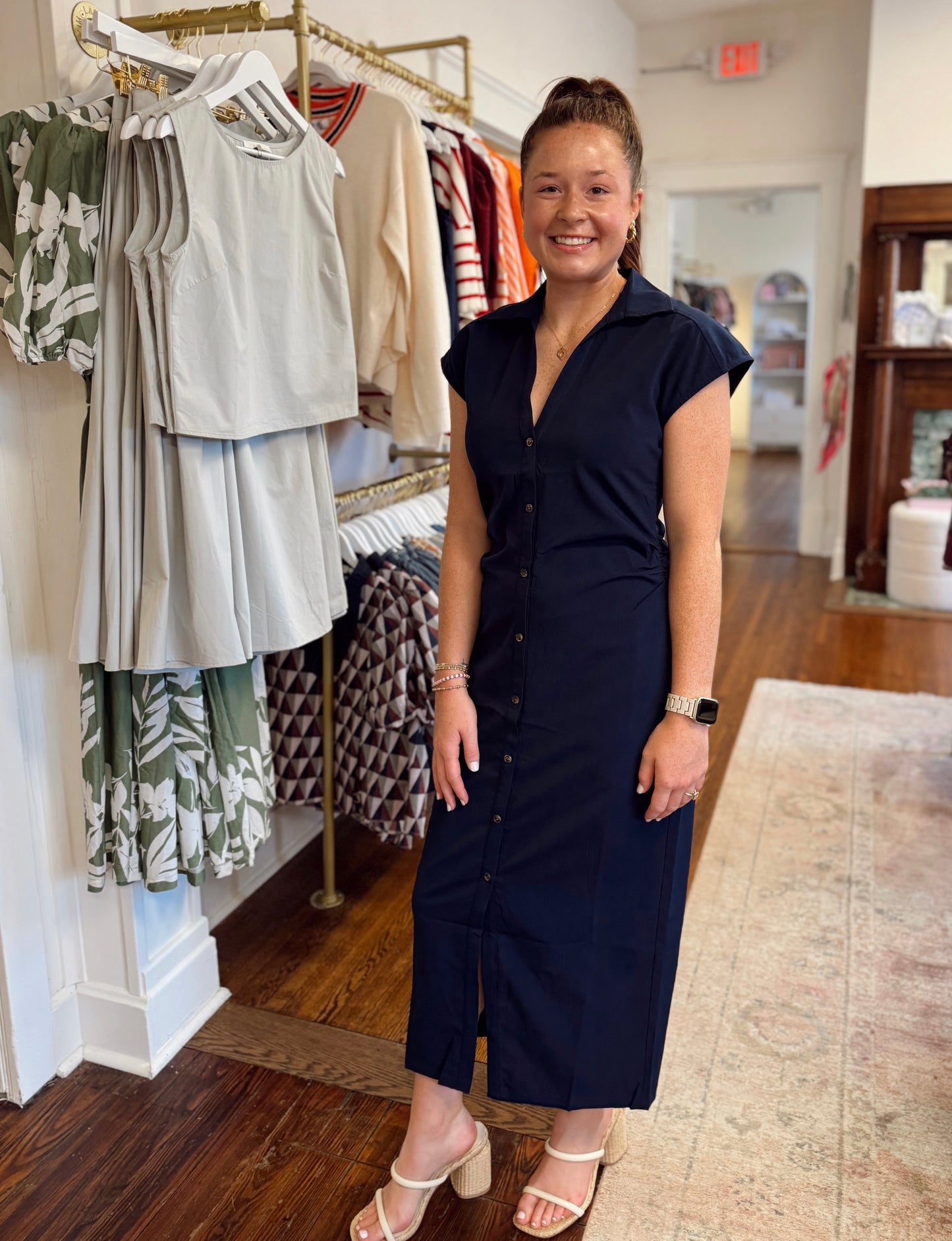 Shayna Navy Cap Sleeve Dress