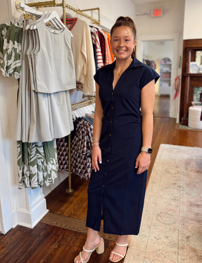 Shayna Navy Cap Sleeve Dress