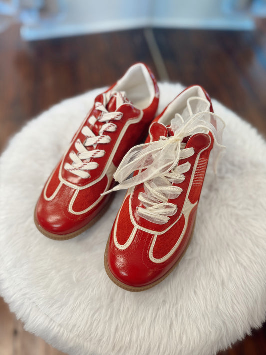The Dalia Cherry Lace Up Sneaker