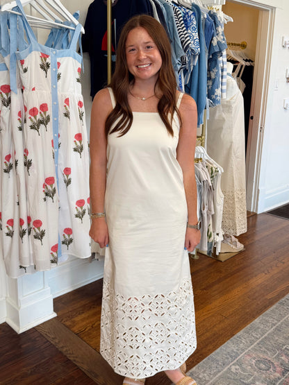 Tara Embroidered Ecru Dress