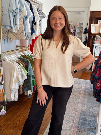 Tara Soft Suede Top - Cream