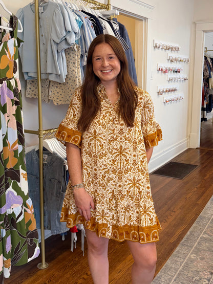 Calina Cream & Brown Dress