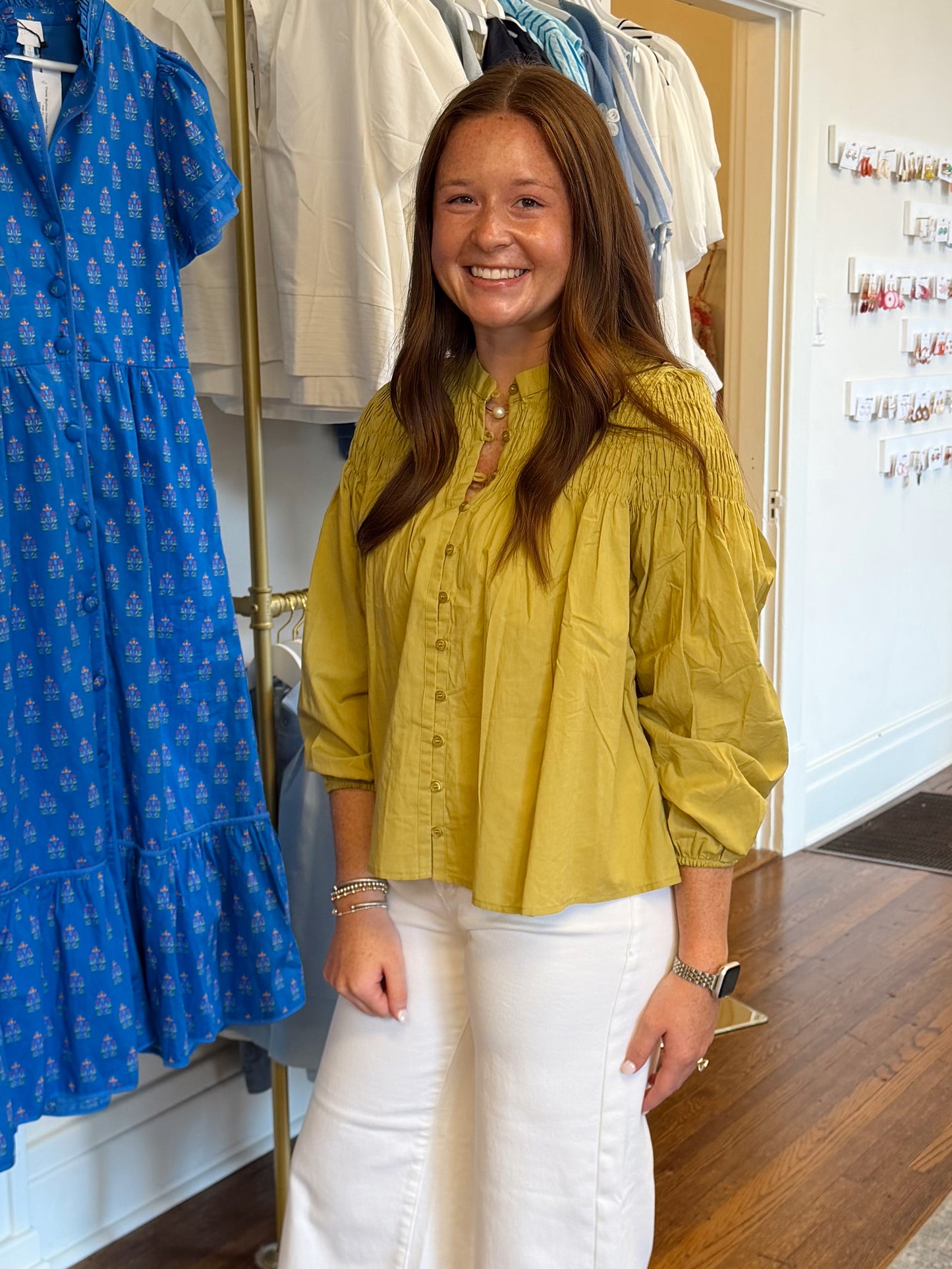 Kennedy Smocked Button Down