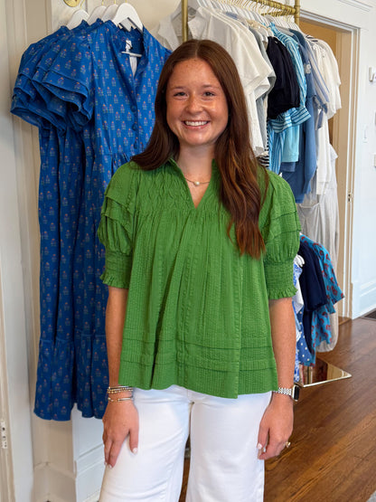 Christine Crinkle Green Top
