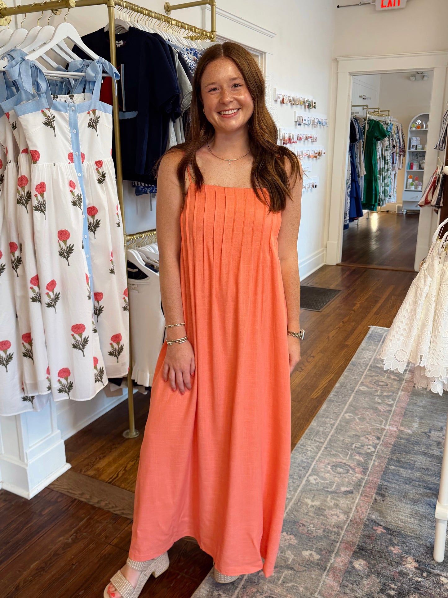 Strappy Coral Maxi Dress