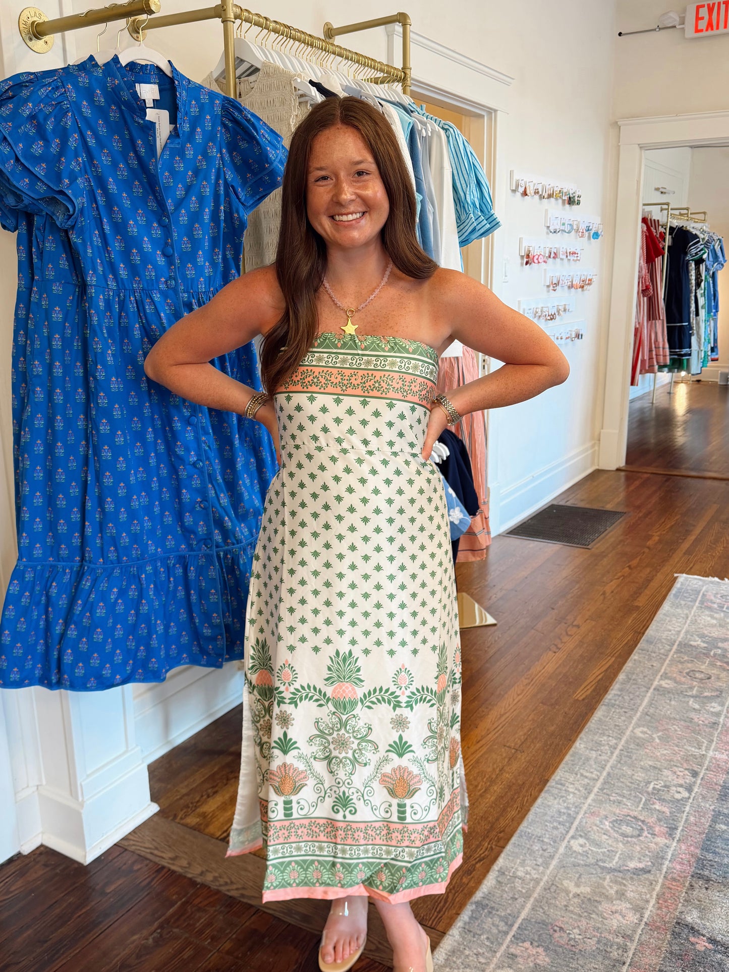 Farrah Strapless Pineapple Dress