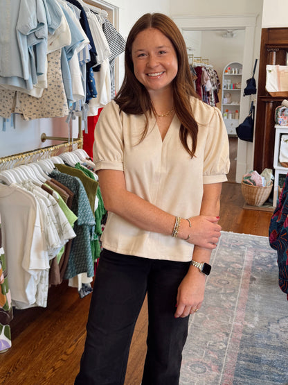 Tara Soft Suede Top - Cream