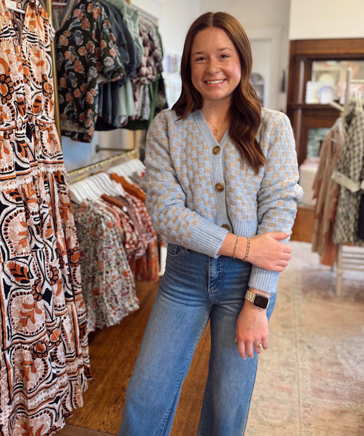 Reagan Blue Checkered Sweater