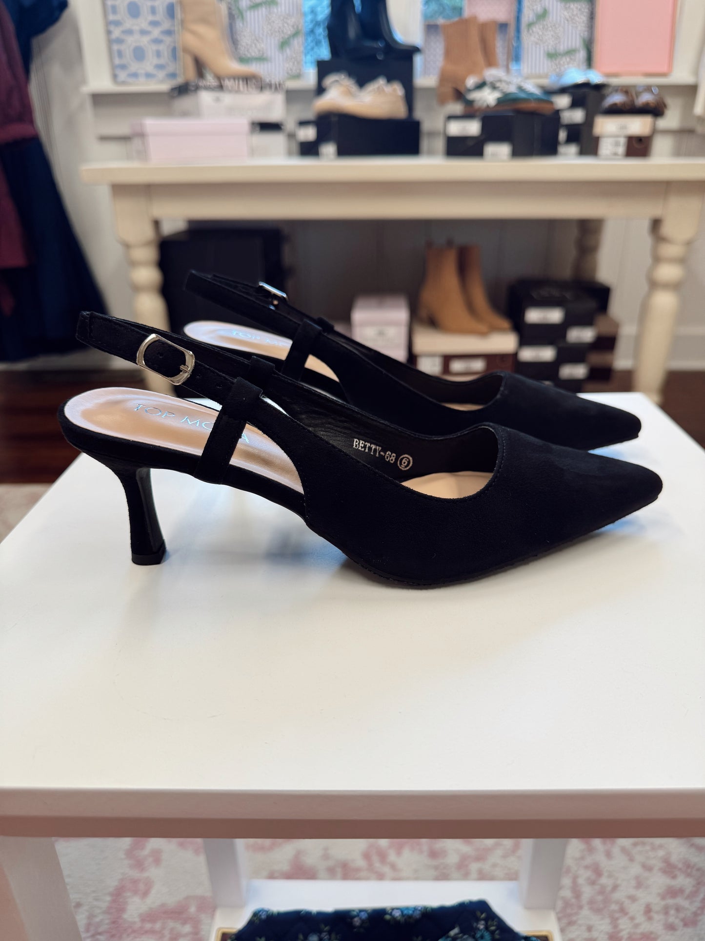 Black Suede Kitten Heels