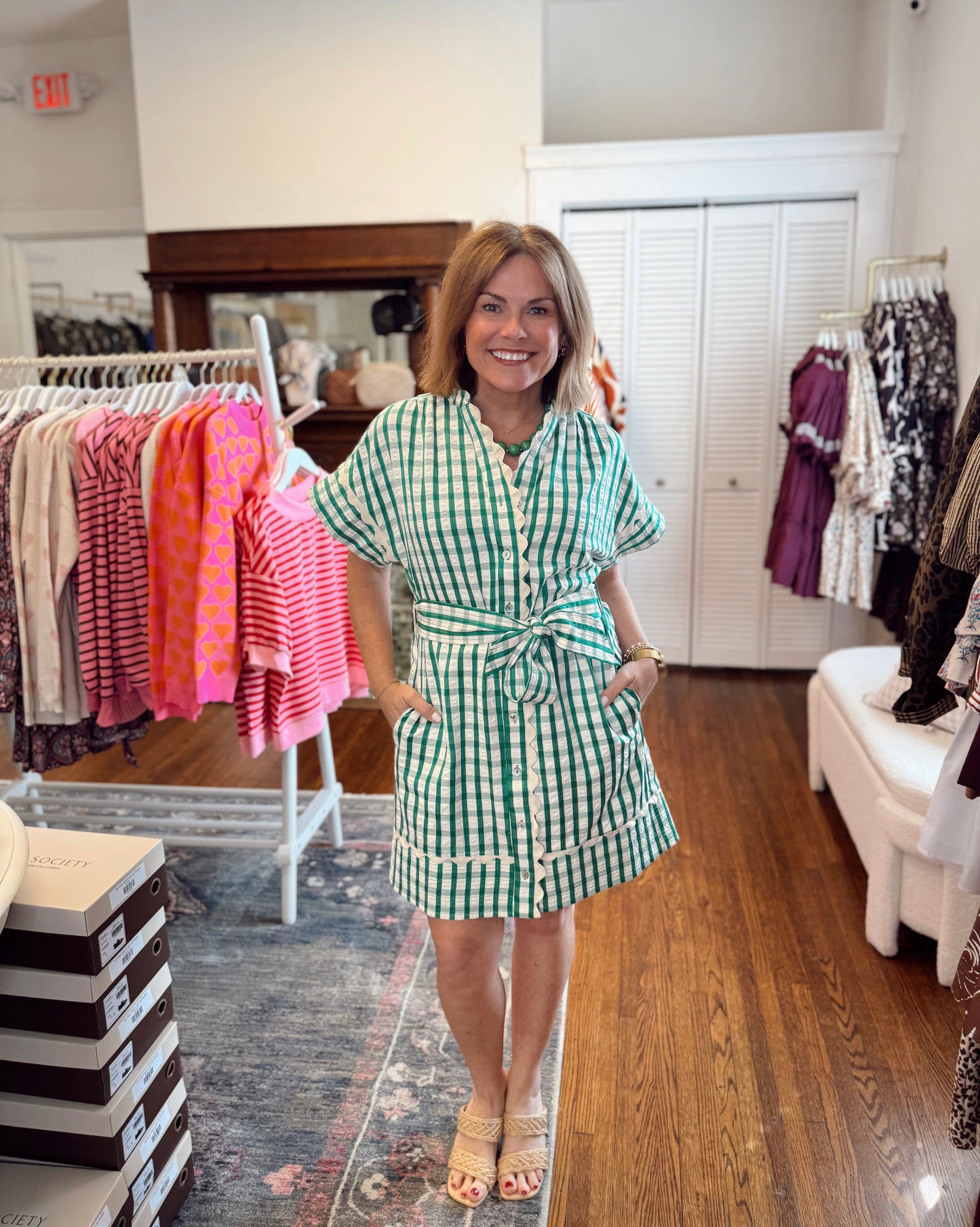 Gia Green Gingham Dress