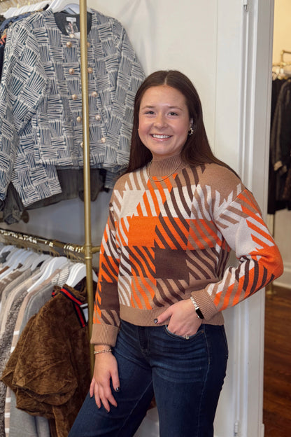 Fall Geometric Colorblock Sweater