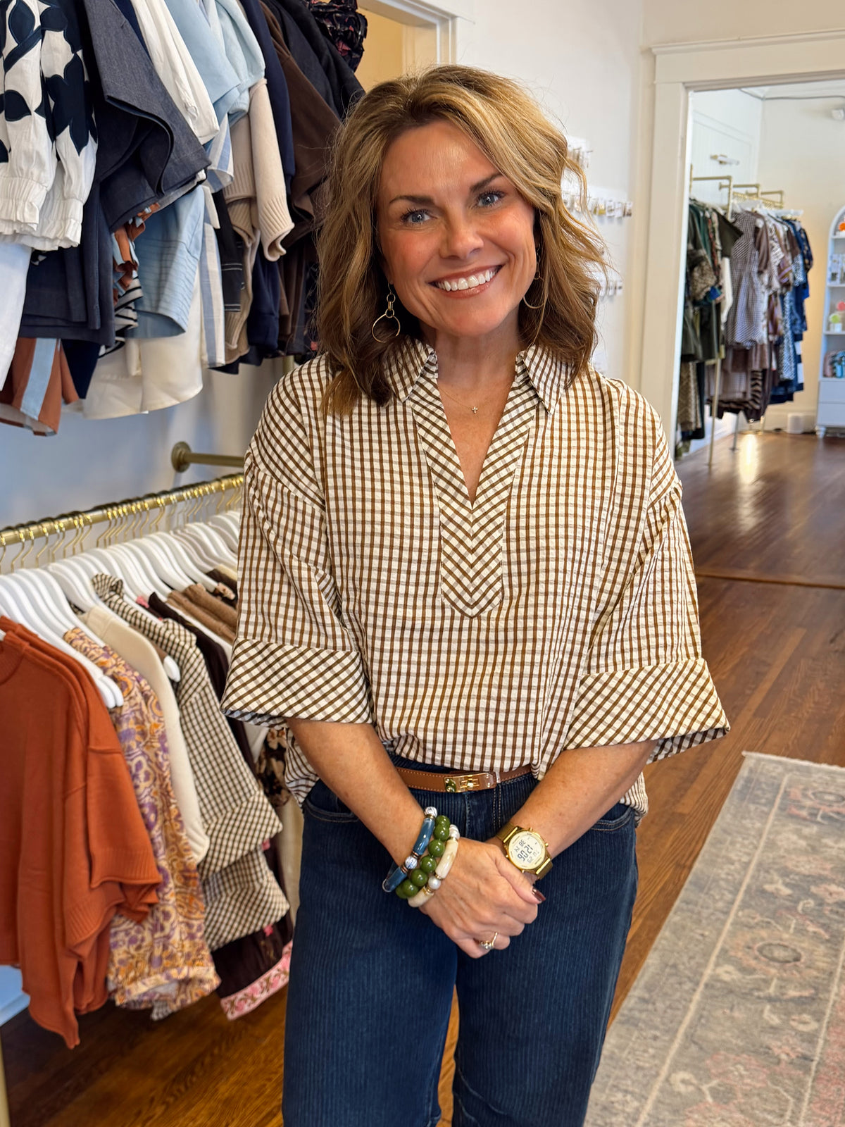 Raleigh Brown Checkered Top