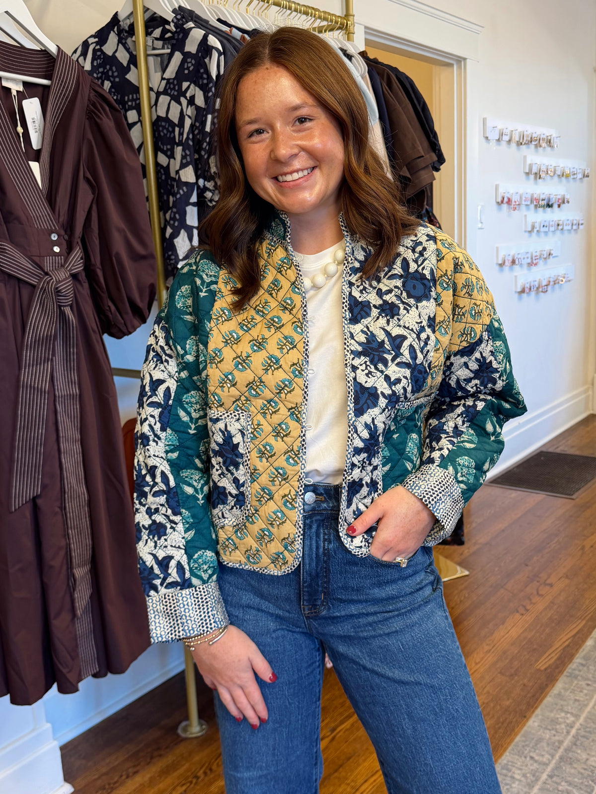 Blue Patchwork Quilted Jacket
