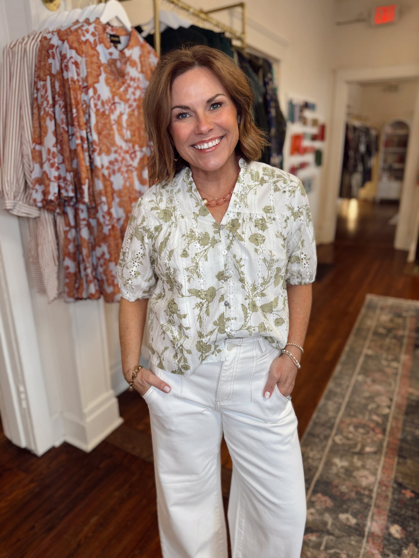 Olivia Floral Eyelet Top