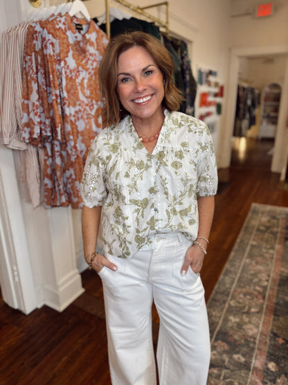 Olivia Floral Eyelet Top