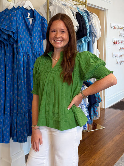 Christine Crinkle Green Top