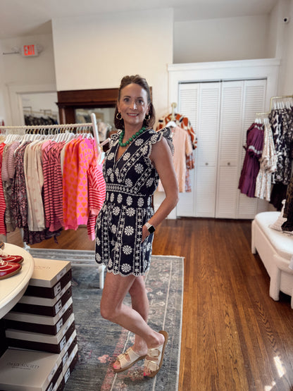 All Over Embroidered Romper