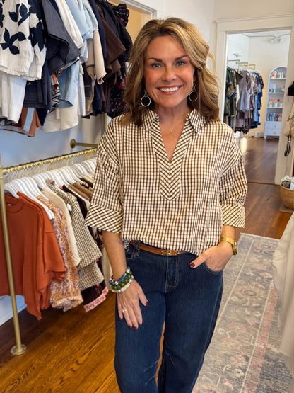 Raleigh Brown Checkered Top