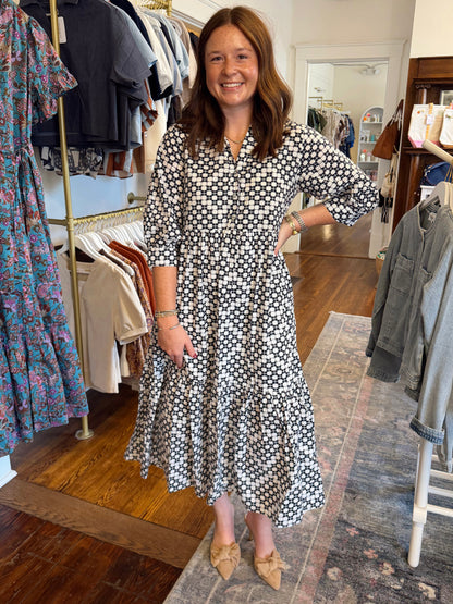 Heidi Geometric Pattern Maxi - Navy