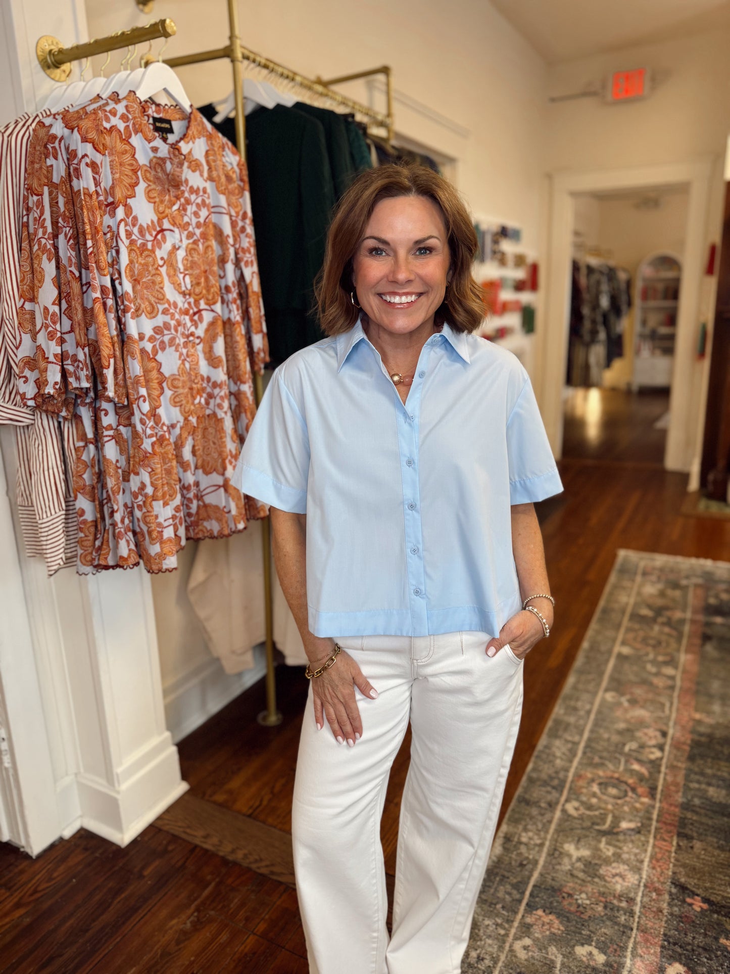 Kendall Pleated Top - Baby Blue