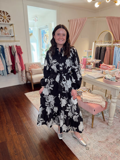 Krista Black & White Floral Dress