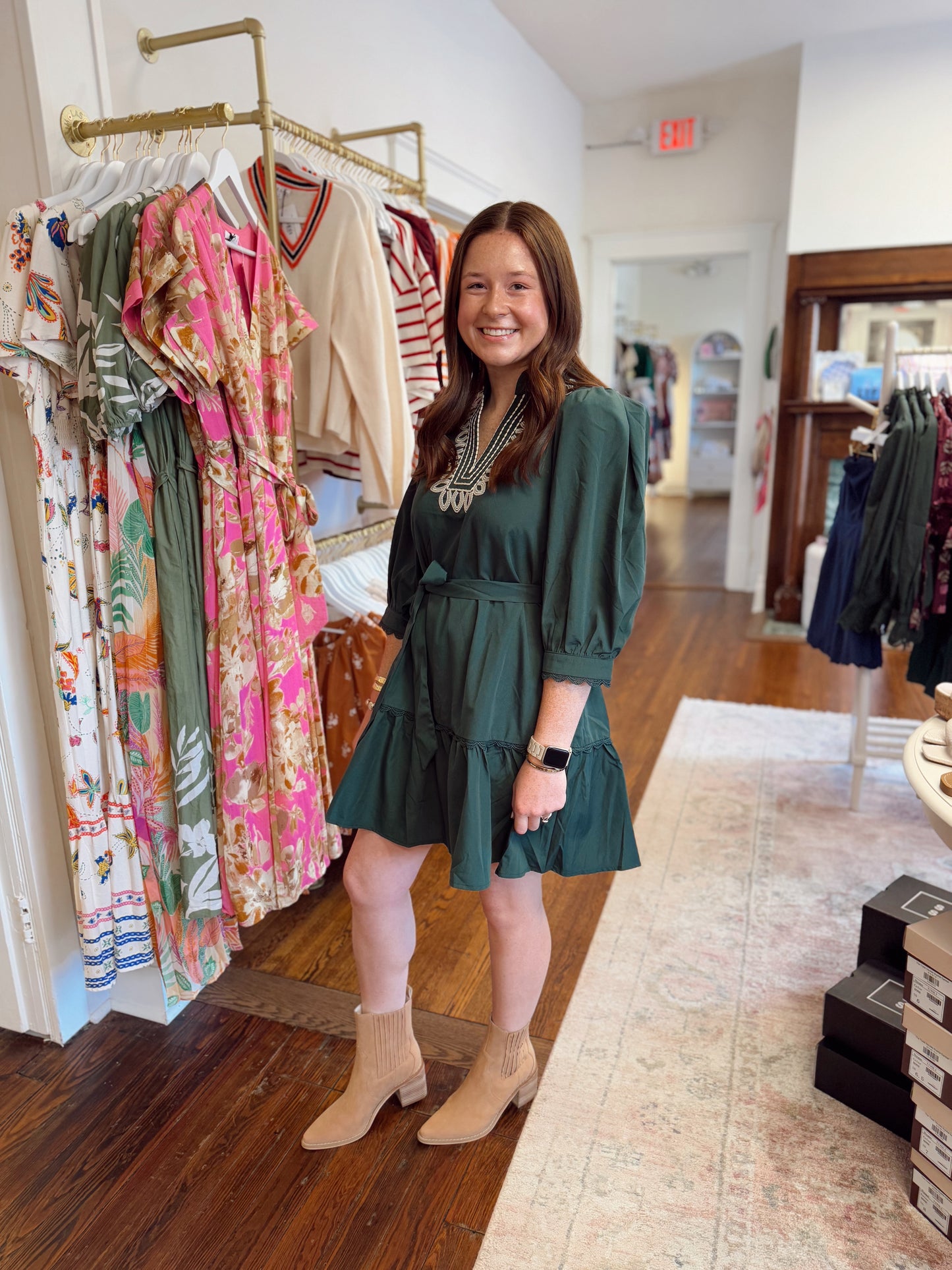 Lori Green Embroidered Dress