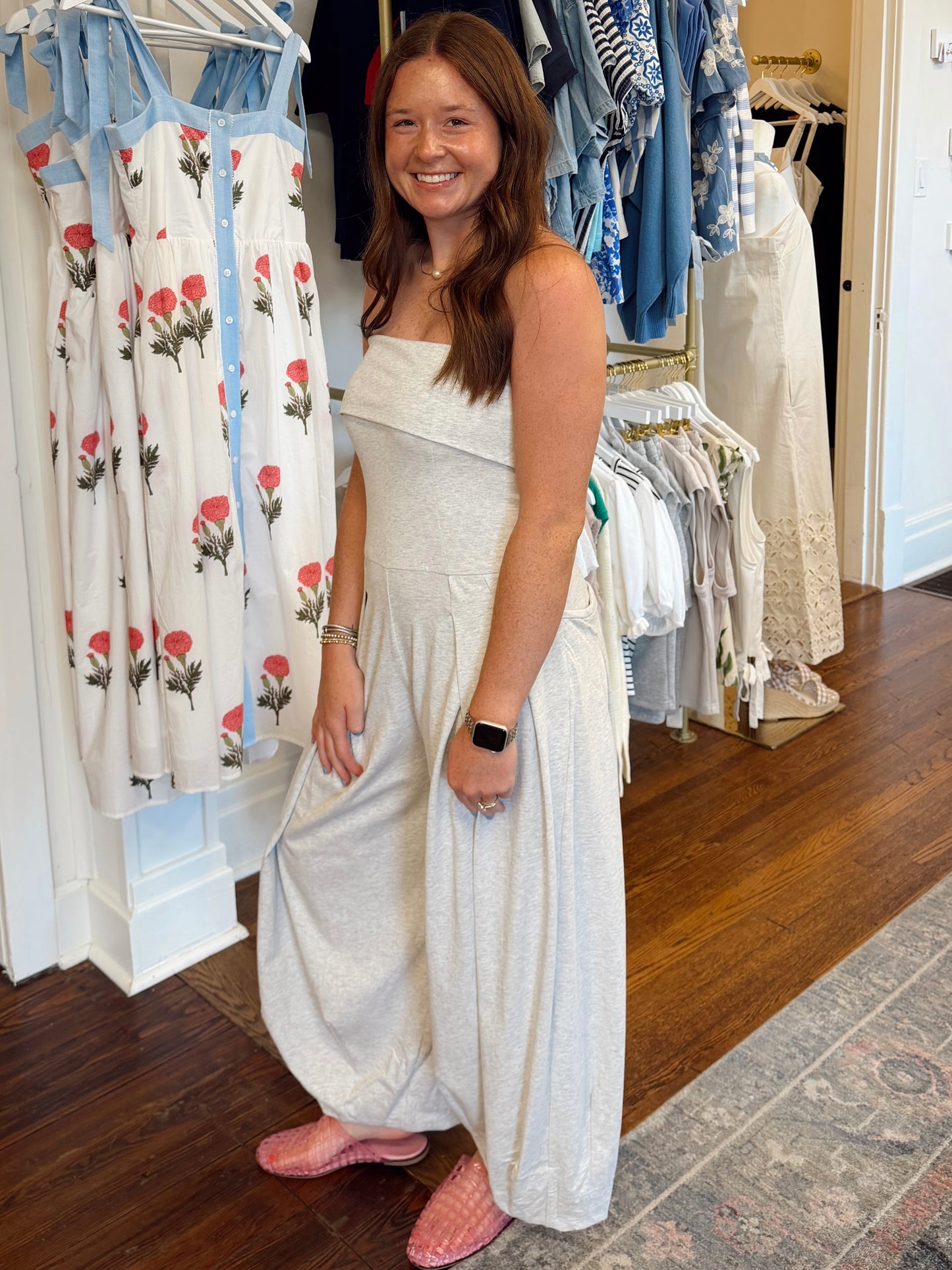 Heather Gray Barrel Jumpsuit