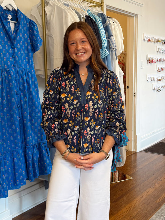 Chrissy Floral & Denim Top