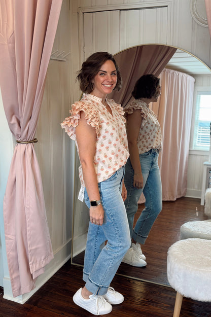 Perfectly Peach Flutter Sleeve Top