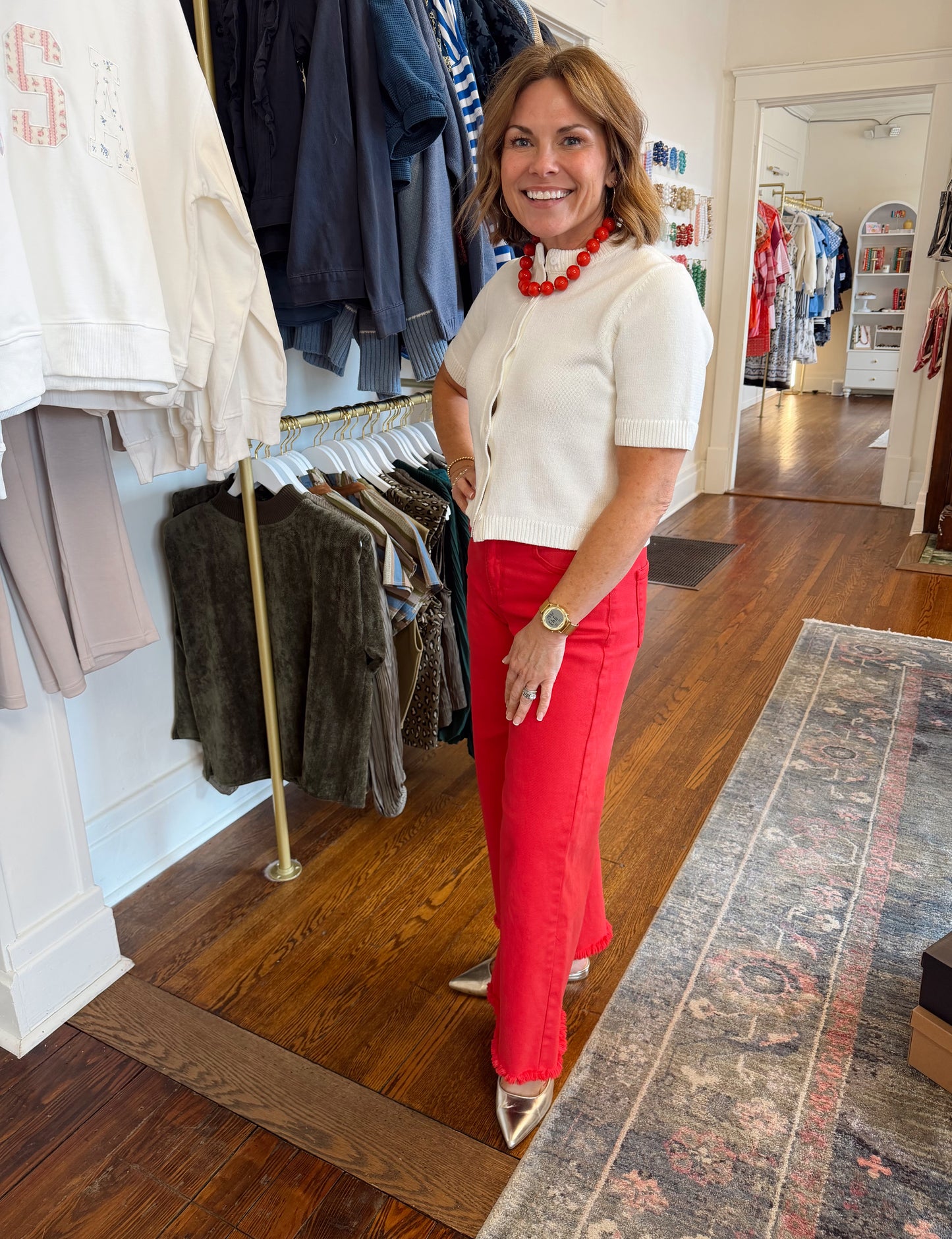 Leia Short Sleeve Sweater - White