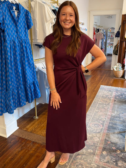 Statement Crossover Dress - Wine