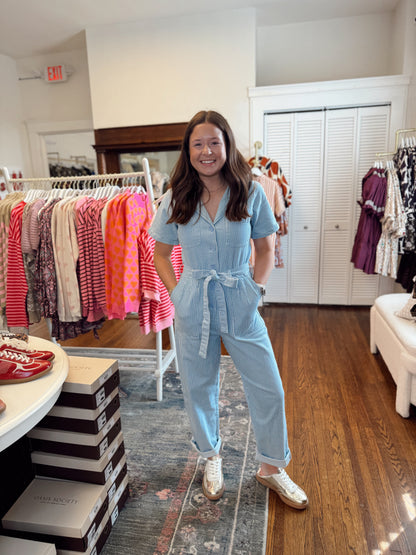 Andrea Stripe Denim Jumpsuit