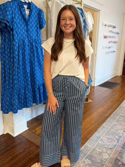 Heidi Stripe Pants - Blue/Green