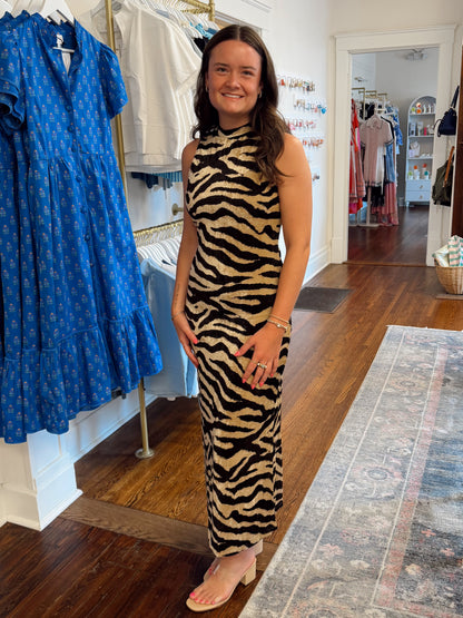 Zebra Sleeveless Maxi Dress