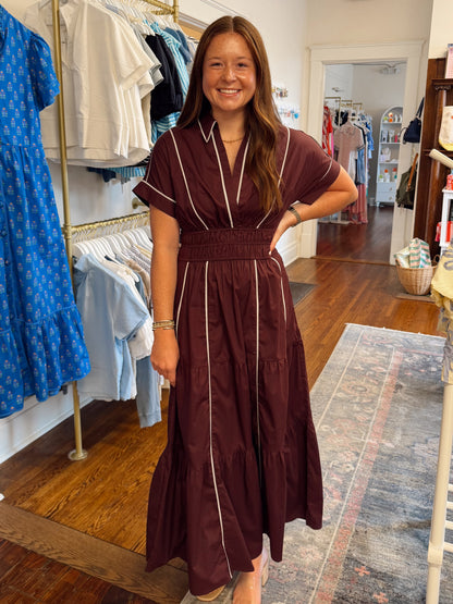 Bridgette Brown Pintuck Dress