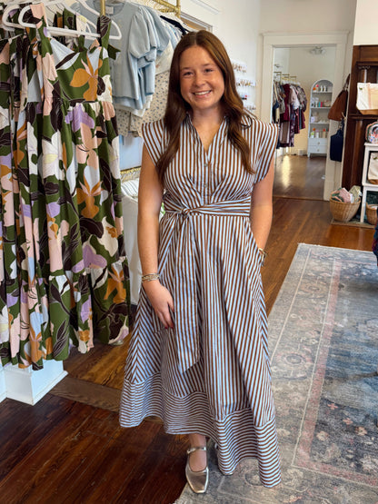 Ashleigh Stripe Maxi Dress - Blue/Brown