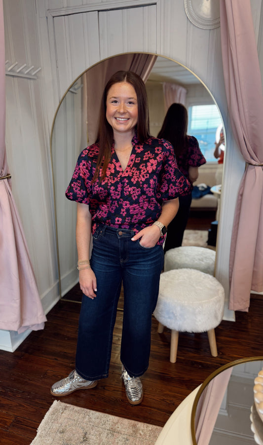 Nina Floral Puff Sleeve Top