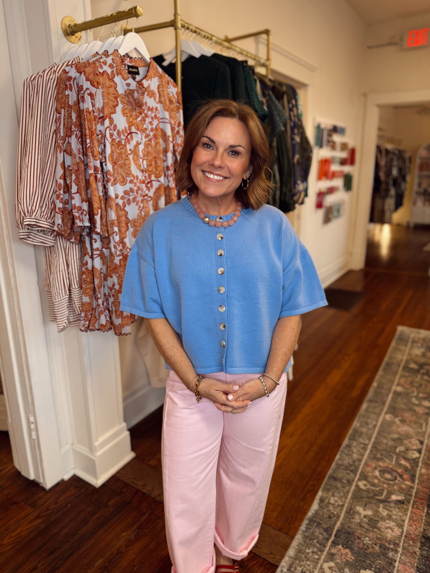 Ellison Short Sleeve Cardigan - Coastal Blue