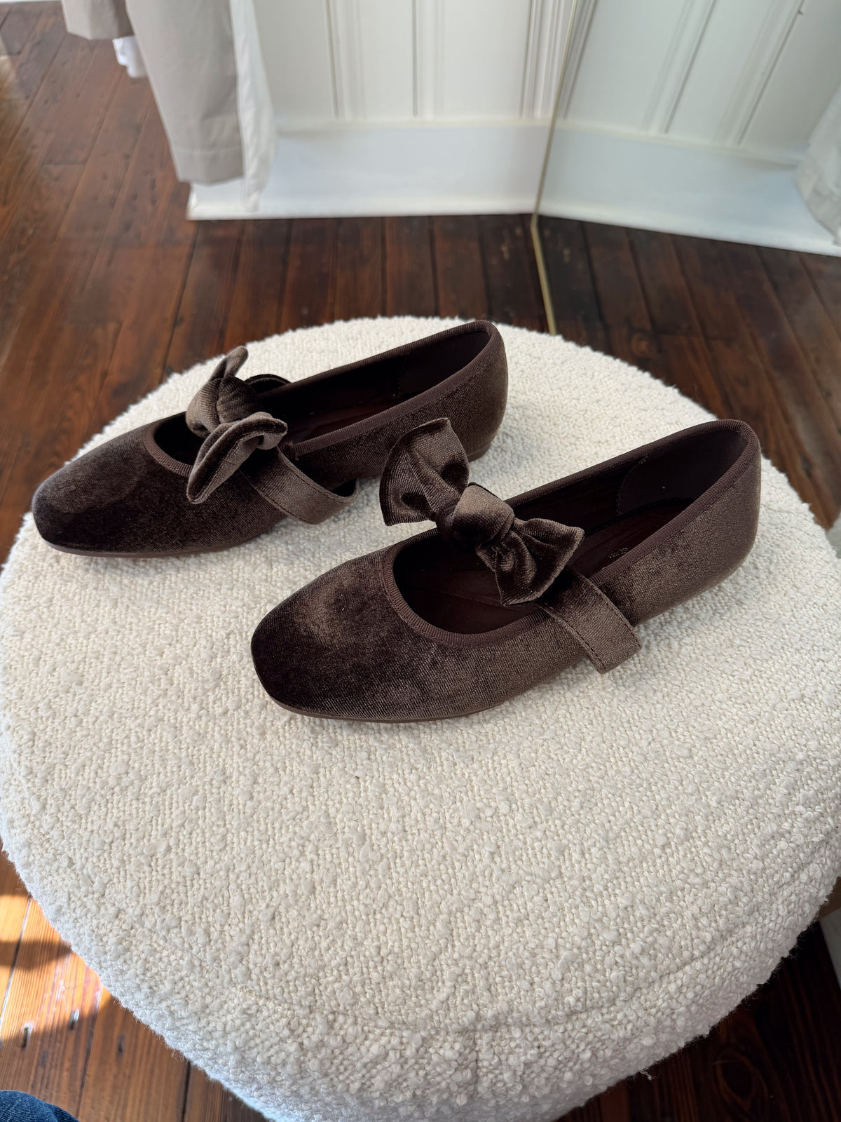 Brown Velvet Mary Jane Shoes